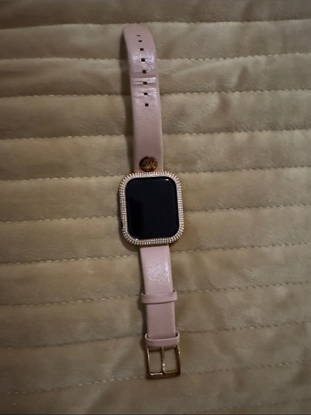 Apple Watch, Swarovski Frame, MK Pink Leather Strap